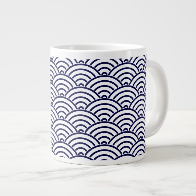 Grande Tasse Poisson Koinobori japonais à l'échelle bleue Delft (Devant droit)