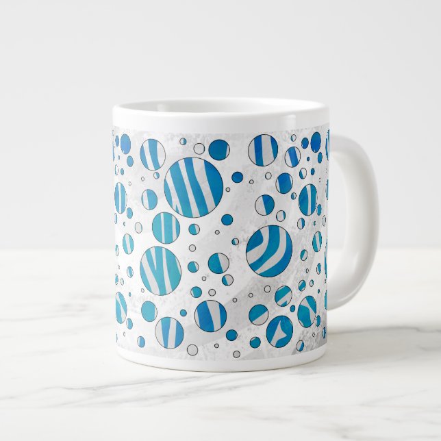 Grande Tasse Polka blanc et bleu Zebra (Devant droit)