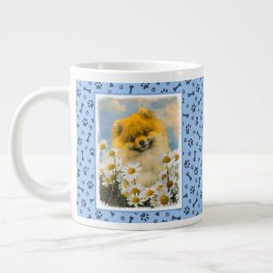 Grande Tasse Poméranien dans Daisies Peinture - Art Chien origi