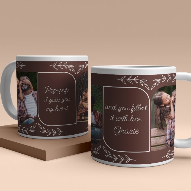 Grande Tasse Pop-pop 3 Vertical Photo Lotion Mots Personnalisés (Créateur téléchargé)