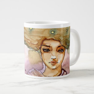 Grande Tasse Portrait Abstrait et jolie femme