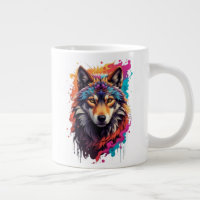 Portrait de loup coloré Art animalier abstrait-876