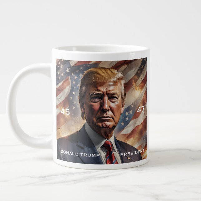 Grande Tasse Portrait du président Donald Trump (Gauche)