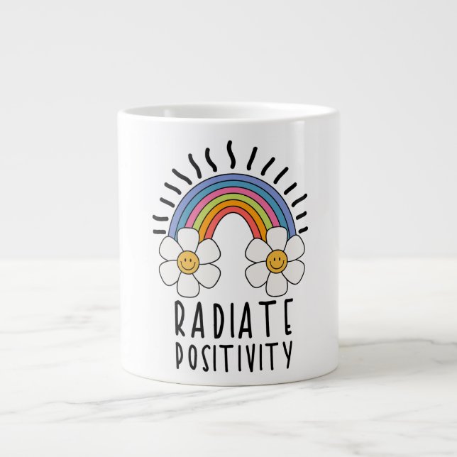 Grande Tasse Positivité du rayonnement | Arc-en-ciel coloré et  (Devant)