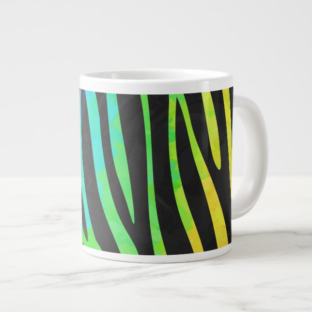 Grande Tasse Poster de animal Rainbow et Black Zebra tendance s (Devant droit)