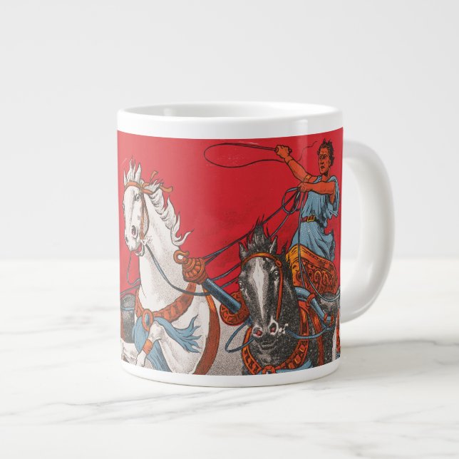 Grande Tasse Poster De Cirque De Deux Hommes À Chariots Racing (Devant droit)