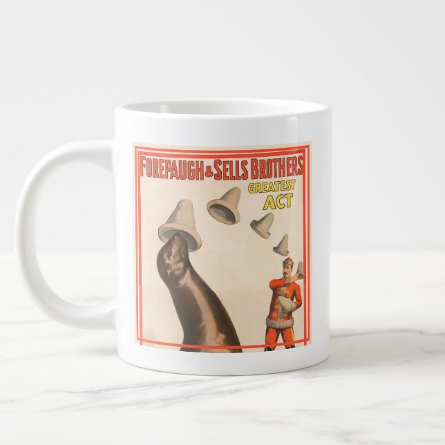 Grande Tasse Poster De Cirque Montrant Un Lion De Mer Casquette (Gauche)