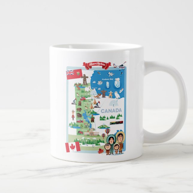 Grande Tasse Poster de dessin animé du Manitoba Canada (Droite)
