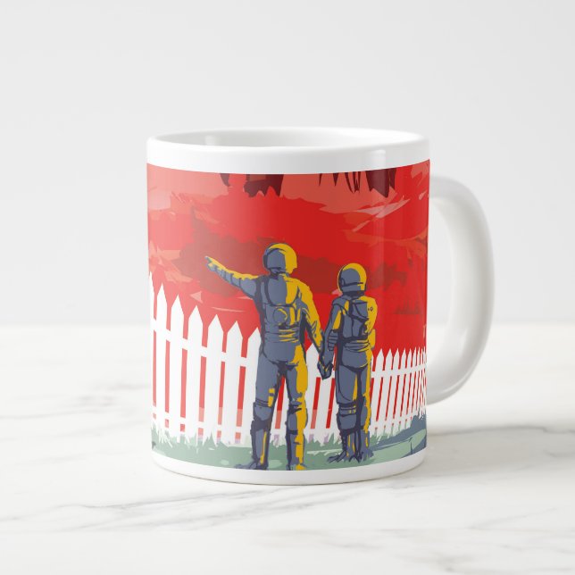 Grande Tasse Poster De L'Espace Rétro De Kepler-186f. (Devant droit)
