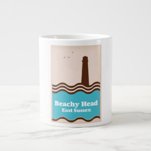 Grande Tasse Poster de voyage East Sussex en tête de plage