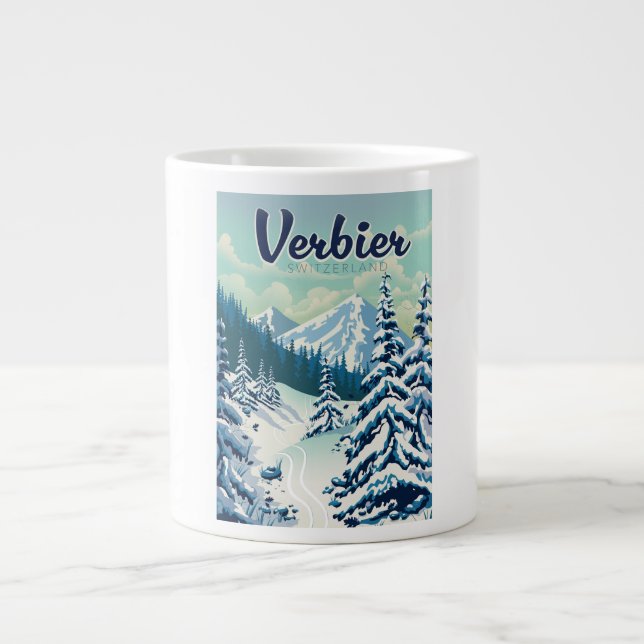 Grande Tasse Poster de voyage Verbier Suisse (Devant)