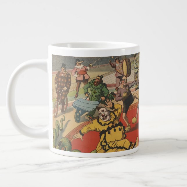 Grande Tasse Poster Du Cirque Montrant L'Amusant Antique Des Cl (Gauche)