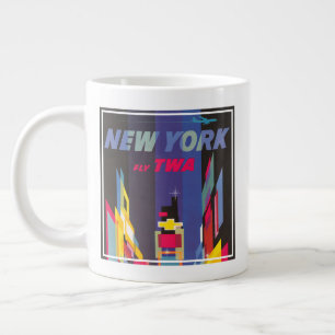 Grande Tasse Poster Vintage voyage, Fly Twa, New York