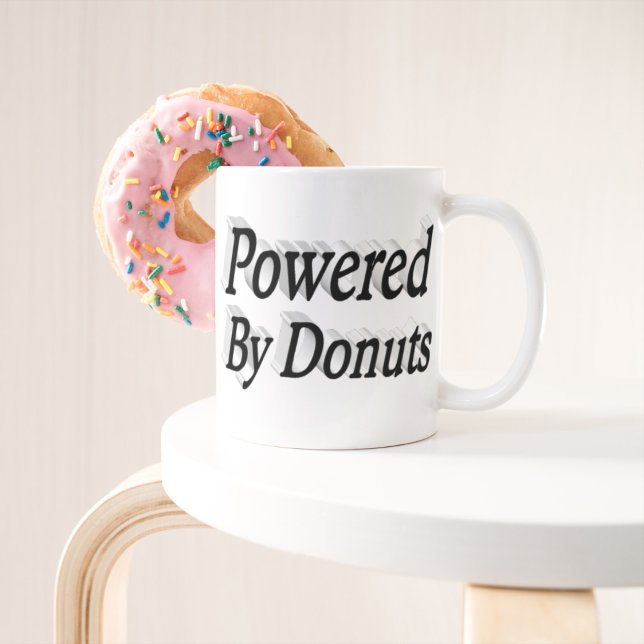 Grande Tasse Powered By Donuts citation demi-texte noir (Créateur téléchargé)