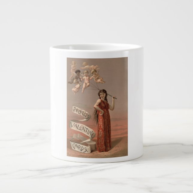 Grande Tasse Prang's Valentine Cards AD, Woman & Cherubs (Devant)