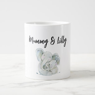 Grande Tasse Premier jour des mères mignonne maman et bébé élép