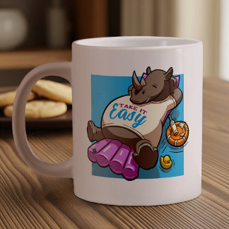 Grande Tasse Prenez-Le Facile Relaxant Rhino Drôle Piscine Cart