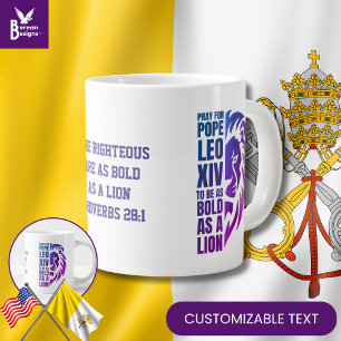 Grande Tasse Priez pour le PAPE LEO XIV Bold Lion Christian Cat
