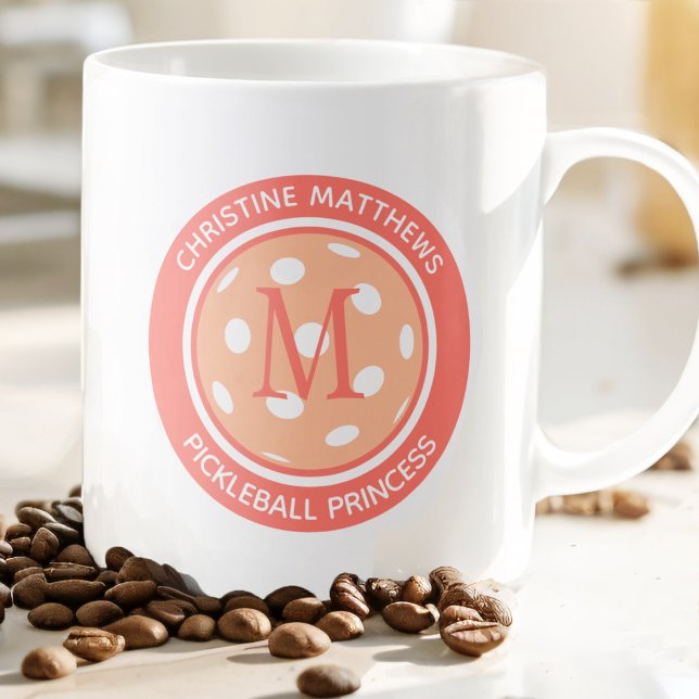 Grande Tasse Princesse de Pickleball Citation Drôle Nom Initial (Créateur téléchargé)