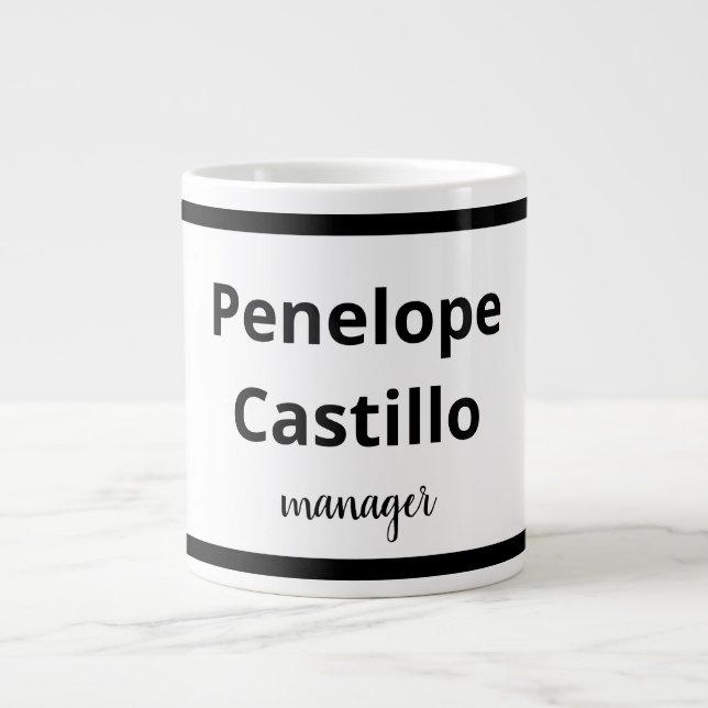Grande Tasse Professionnel Moderne Simple Design Noir & Blanc (Devant)