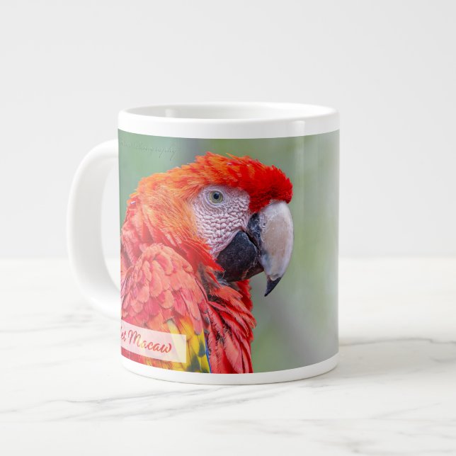 Grande Tasse Psaume Macaw Scarlet 91:4 KJV (Devant gauche)