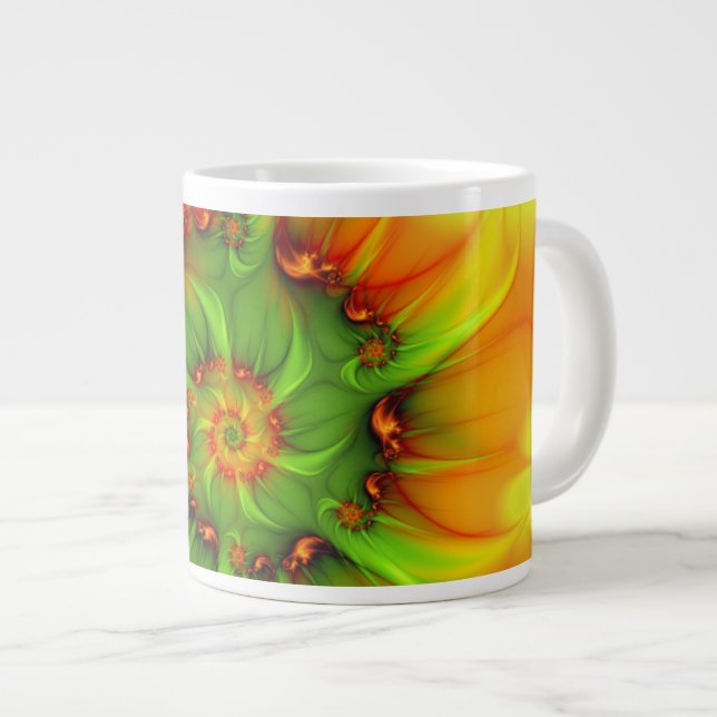 Grande Tasse Psychédélique colorée moderne art Abstrait fractal (Devant droit)