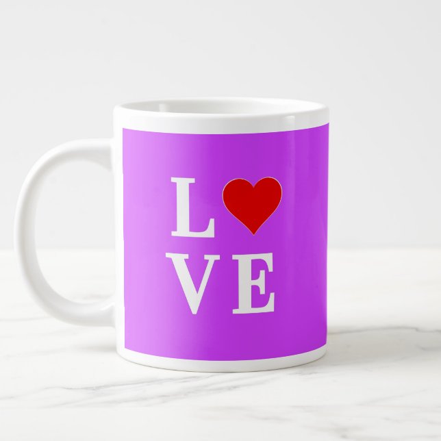 Grande Tasse Purple LOVE Heart Élégant élégant (Gauche)