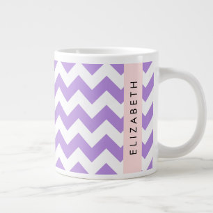 Grande Tasse Purple Zigzag, Purple Chevron, Votre Nom