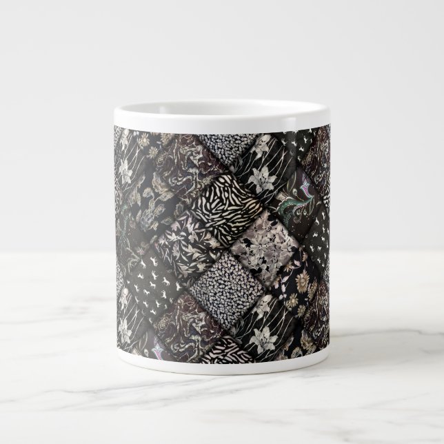 Grande Tasse Quilage en Patchwork noir et blanc (Devant)