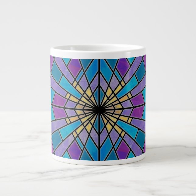 Grande Tasse Rayon en verre de teint bleu et violet (Devant)