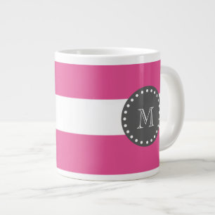 Grande Tasse Rayures blanches motif, monogramme de roses indien
