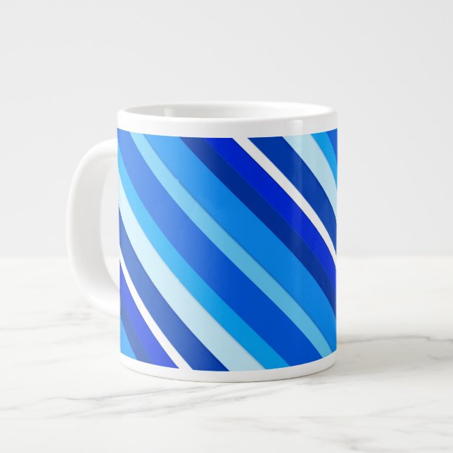 Grande Tasse Rayures de bonbons en couches - cobalt et bleu pâl (Devant gauche)
