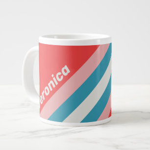 Grande Tasse Rayures de rouge à lèvres vintage avec nom