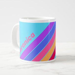 Grande Tasse Rayures de verre de mer avec nom