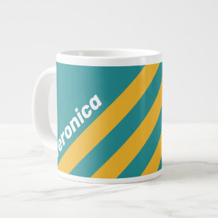 Grande Tasse Rayures Lever de Soleil Coquillages avec Nom