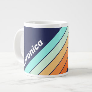 Grande Tasse Rayures Rétro de Style Ancien avec Nom