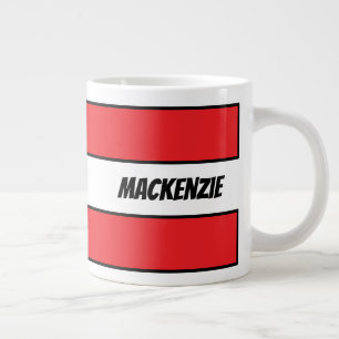 Grande Tasse Rayures rouges ajoutez votre nom