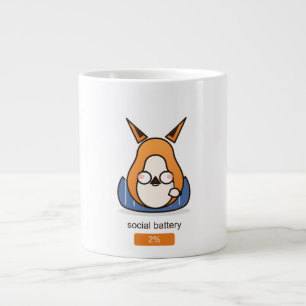 Grande Tasse Renard Introverti Drôle Batterie Sociale 2 Pour Ce