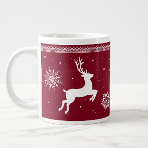 Grande Tasse Rennes de Noël et flocons de neige
