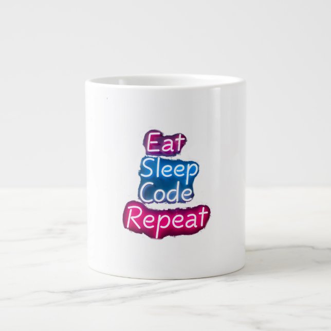 Grande Tasse Répéter le code du sommeil (Devant)