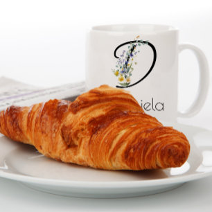 Grande Tasse Retraite Délicat floral monogramme aquarelle