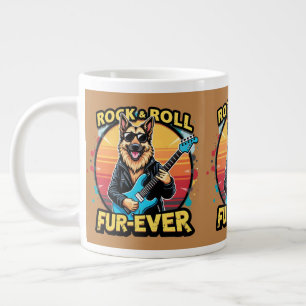 Grande Tasse Rock and Roll German Shepherd'Art Retro Sunset