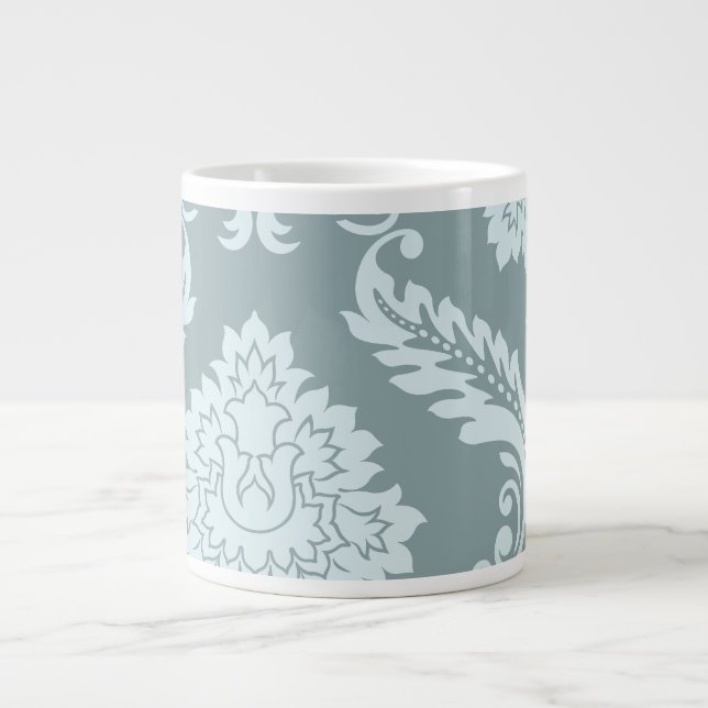 Grande Tasse Rococo Damask Art I Duck Egg Blue+Teal (Devant)