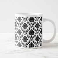 Rococo Damassé Petit Motif Noir sur Blanc