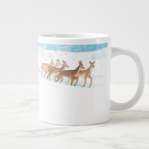 Grande Tasse Roe Deer hiver paysage de forêt enneigée