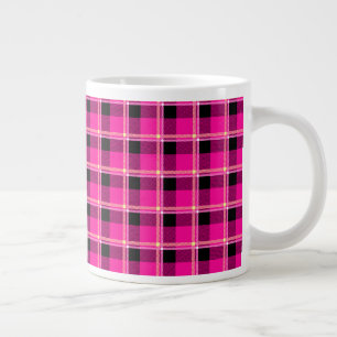 Grande Tasse Rose chaud, noir et jaune plaid