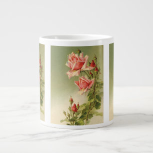 Grande Tasse Rose de jardin rose vintage de la Saint-Valentin v
