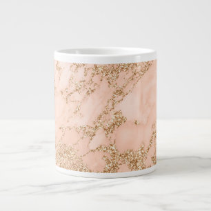 Grande Tasse Rose en marbre parties scintillant d'or abstrait