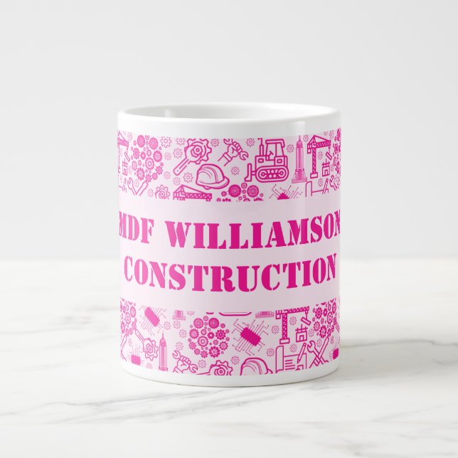 Grande Tasse rose girly moderne Architectural Blueprint (Devant)