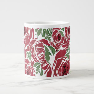 Grande Tasse Rose Pays rouge vert vintage floral